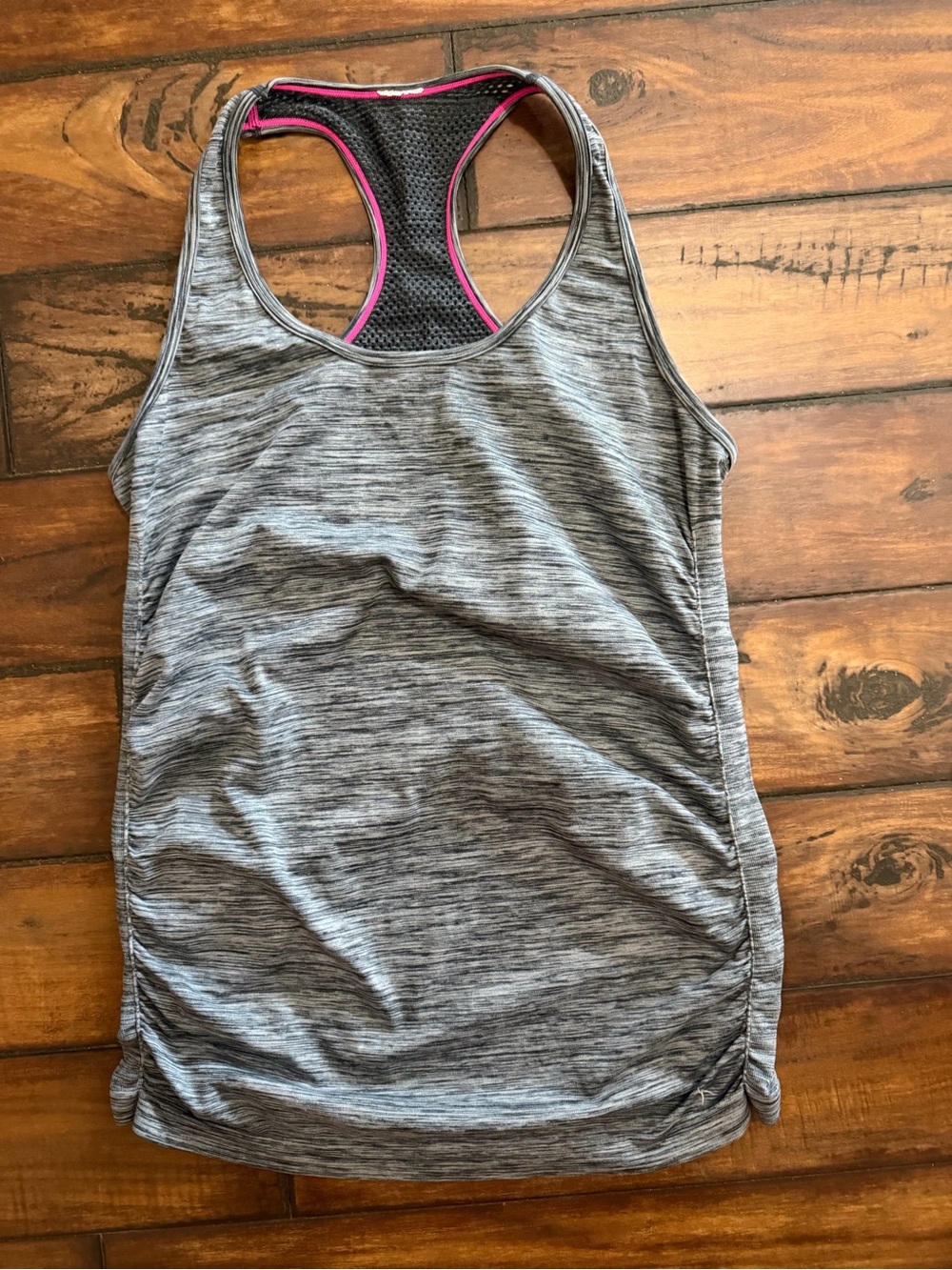 Women’s Like New Danskin Now Heathered Gray Racerback Active Tank with Pink Trim